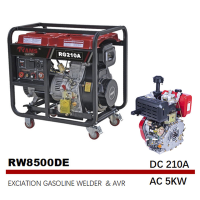motorgetriebene Schweißgerät-Erregungs-elektrischer Anfangsschweißer Generator 210A 192F