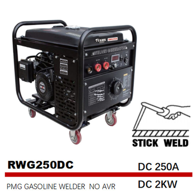 DCs 2kw 250A Benzin-Stock-Schweißer des Stock-Schweißstromerzeuger-75V des Behälter-25L