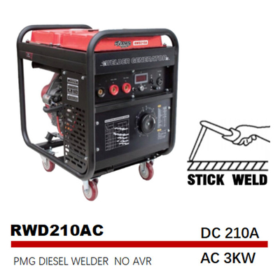 Genset Diesel Welder Generator Wechselstroms 3kw des Stock-210A volle kupferne Maschine